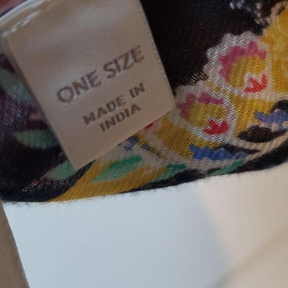 LOFT SCARF WRAP FLORAL PRINT BLACK PINK GOLD AQUA LIGHTWEIGHT - Picture 9 of 11